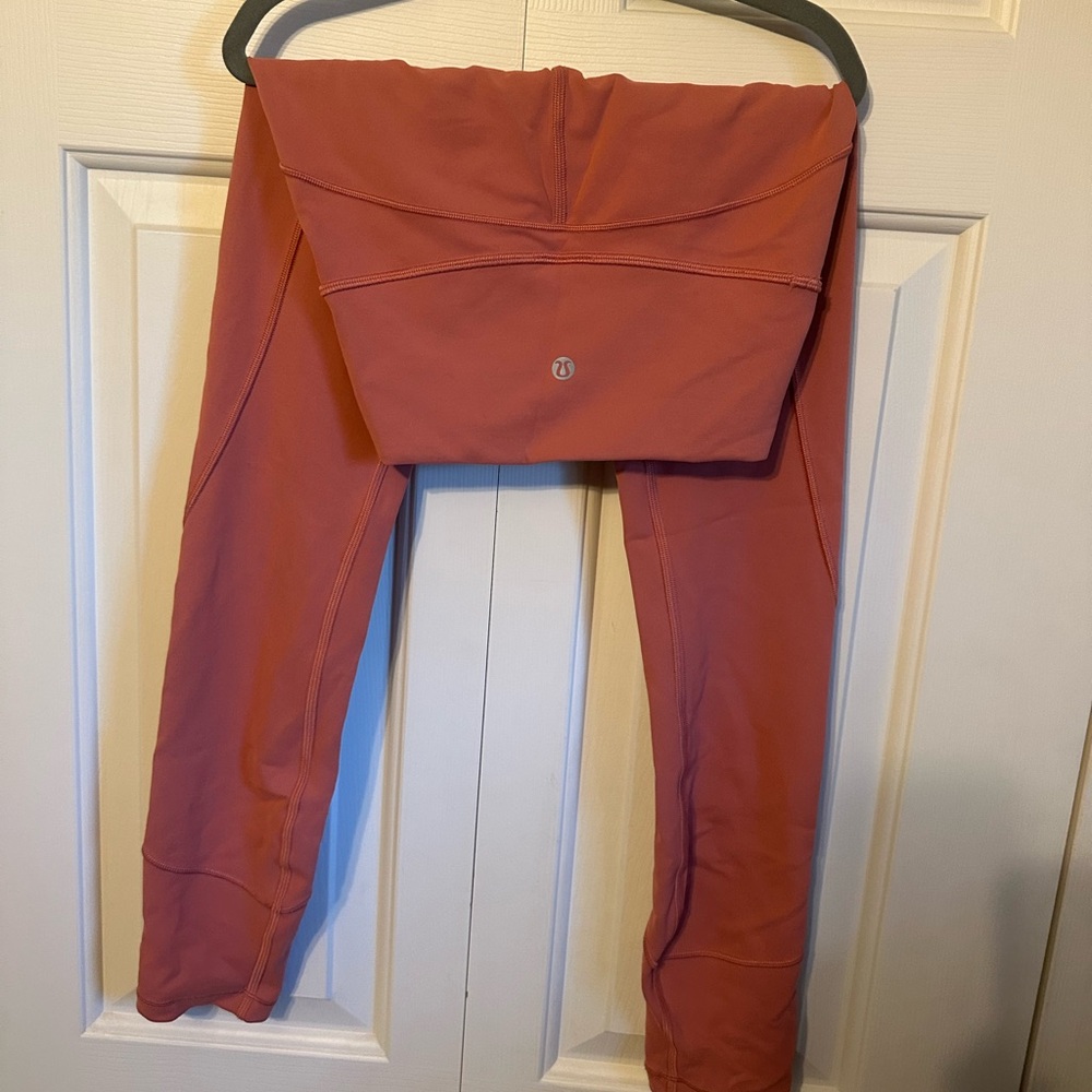 Lululemon Coral High-Waisted Leggings, size 2
